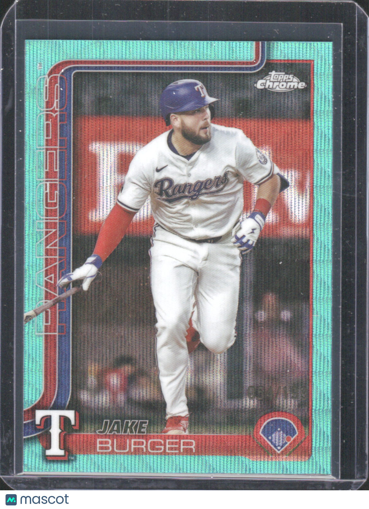 2025 Topps Chrome Update Series Jake Burger #USC37 Aqua Wave Refractor 054/199