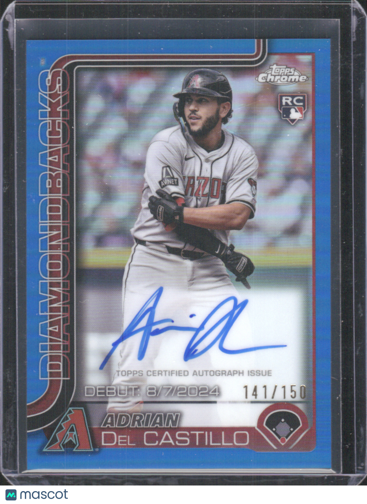 2025 Topps Chrome Update Adrian Del Castillo Blue Refractor Autograph RC 141/150