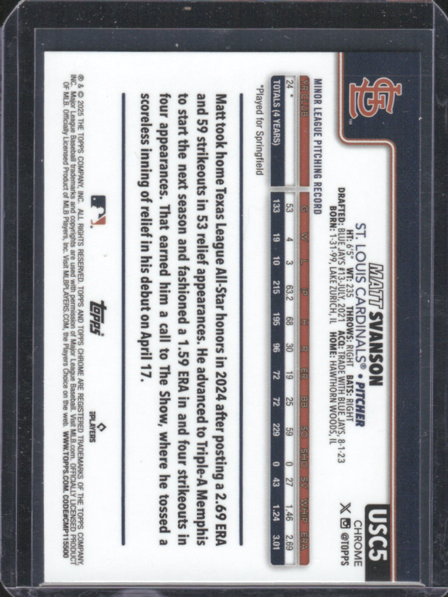 2025 Topps Chrome Matt Swanson #USC5 Green X-Fractor RC