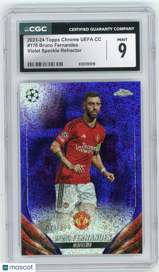 23/24 HL-P04 Topps Chrome UEFA CC Bruno Fernandes #178 Violet Speckle /299 CGC 9