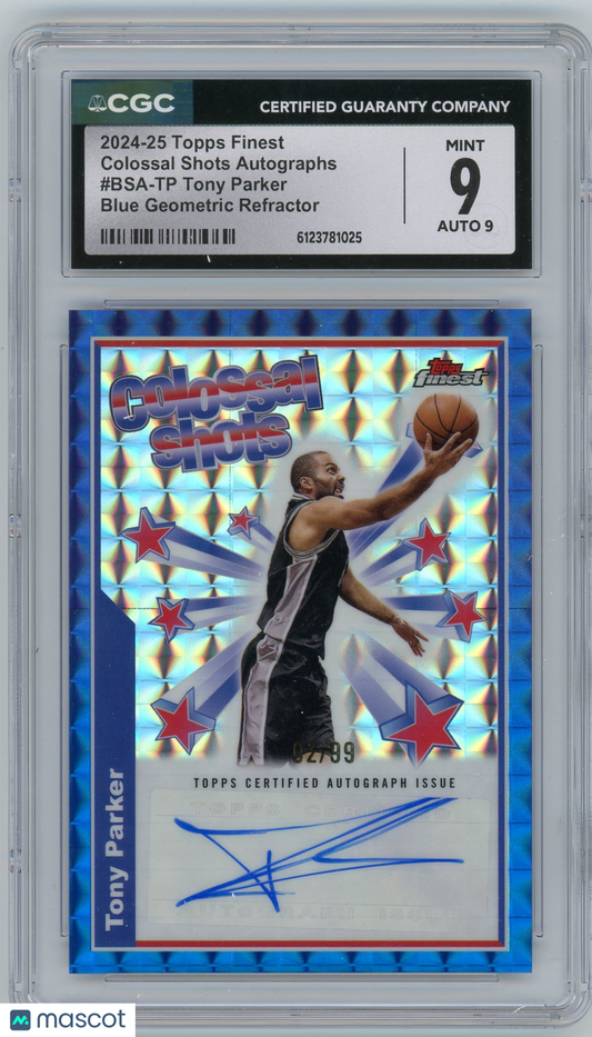 2024-25 HL-P04 Topps Finest Tony Parker #BSA-TP Blue Geometric /99 CGC 9 Auto 9
