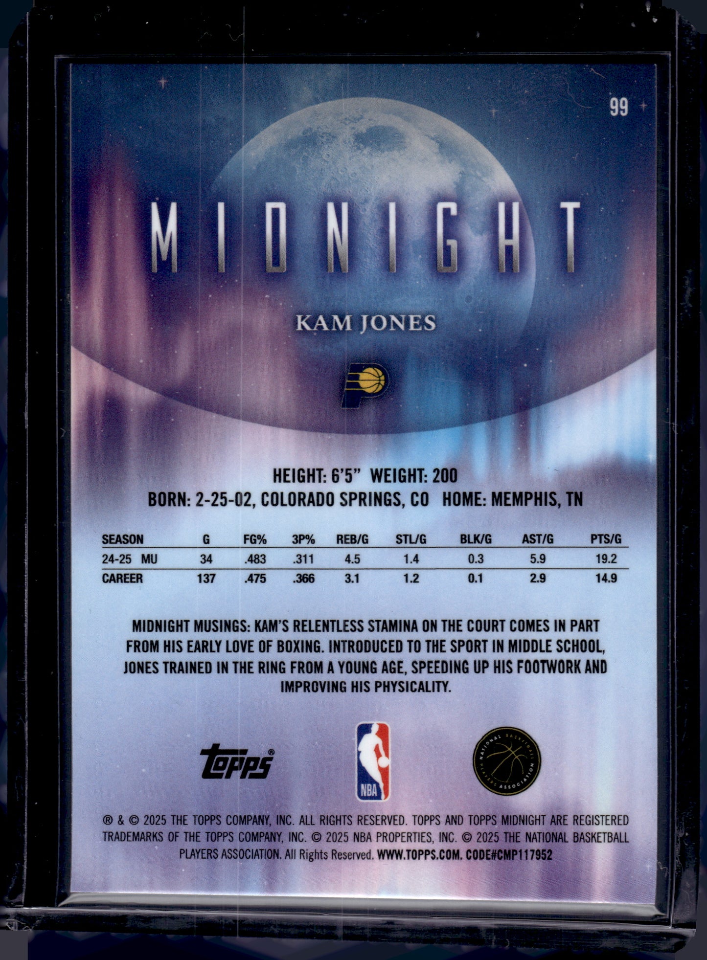 2025 HL-P02 Topps Midnight Kam Jones #99 RC