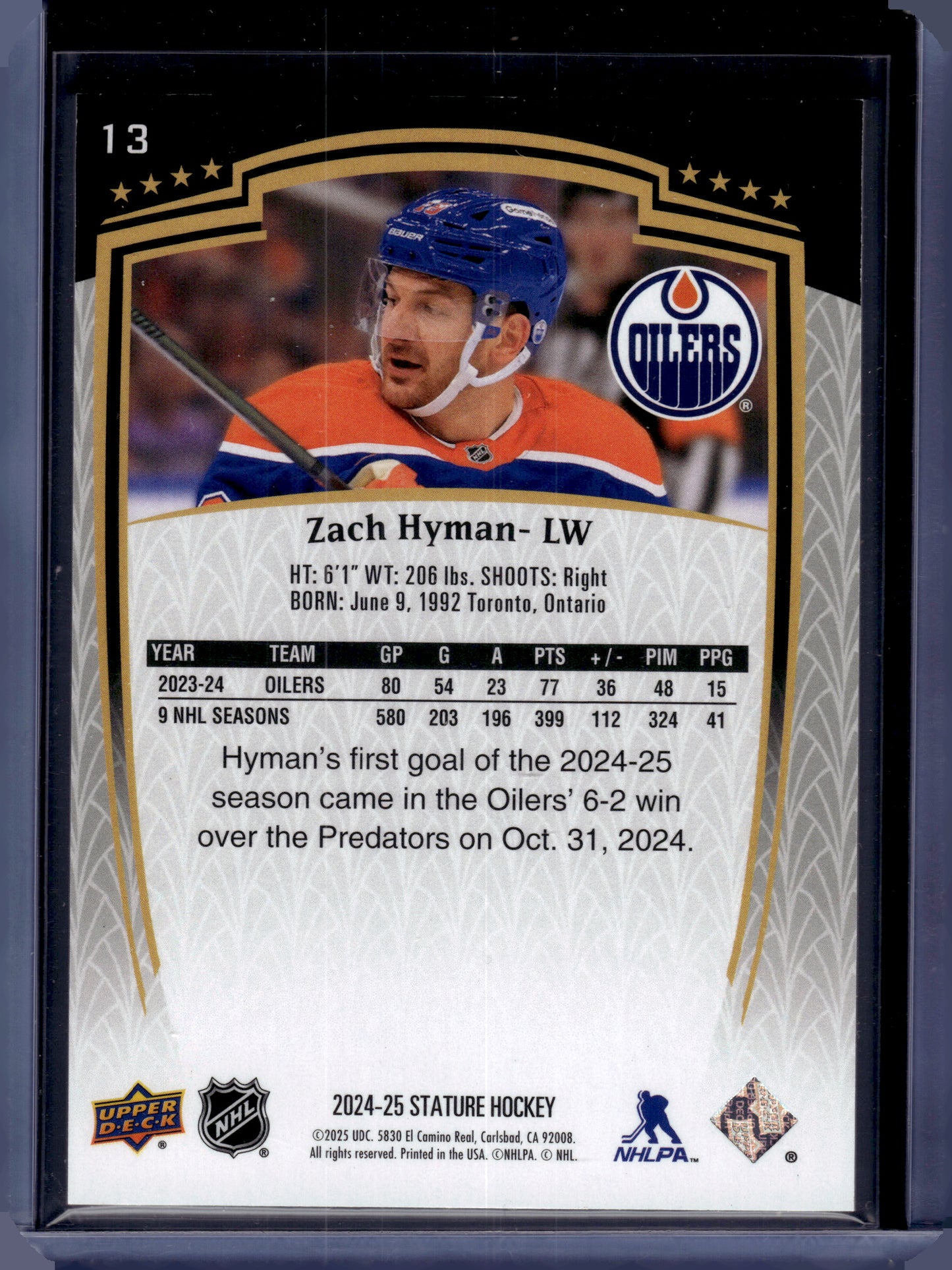 2024 HL-P01 Upper Deck Stature Zach Hyman #13