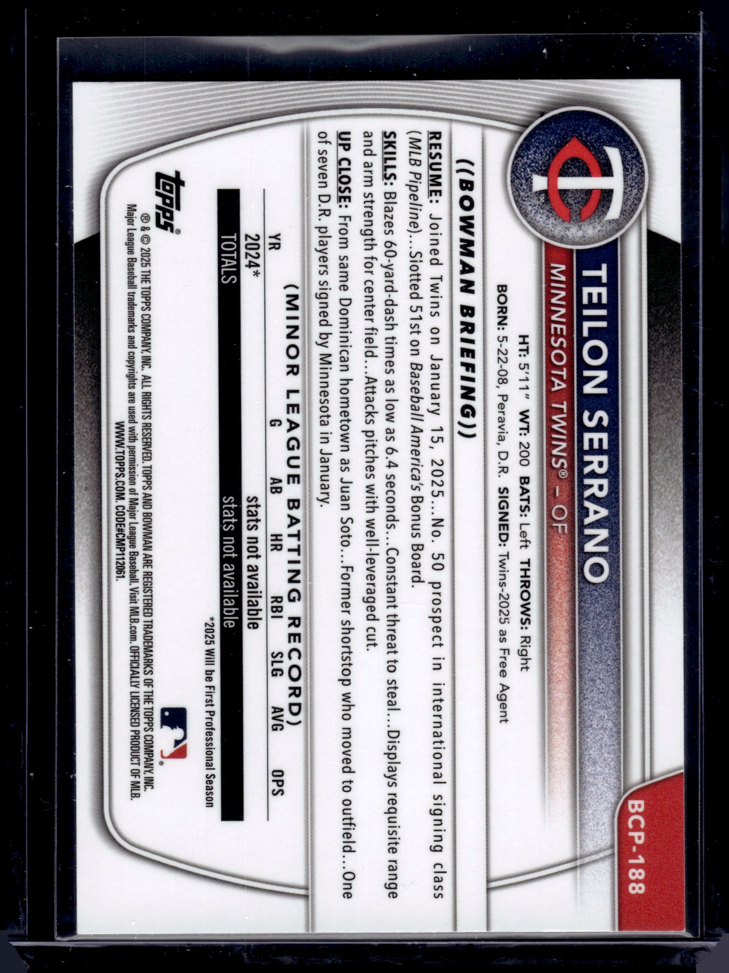 2025 HL-P01 Bowman Chrome Teilon Serrano #BCP-188 Geometric Refractor /499