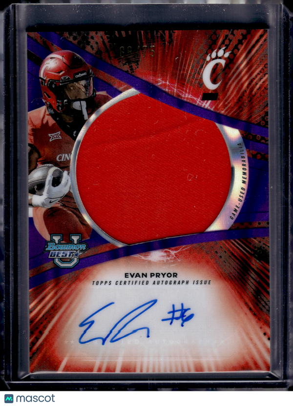2025 HL-P10 Topps Bowman University Best Evan Pryor #JRA-EP Refractor /75