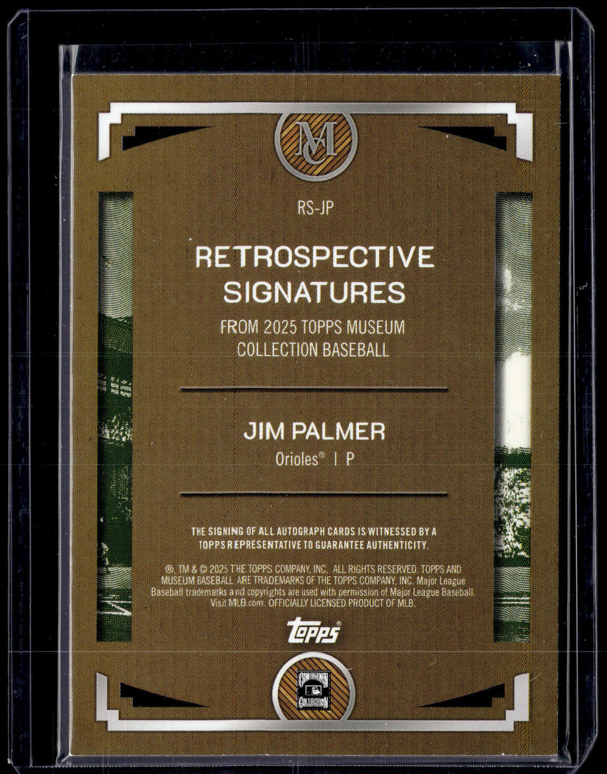 HL-P01 2025 Topps Museum Retrospective Signatures Jim Palmer #RS-JP /149