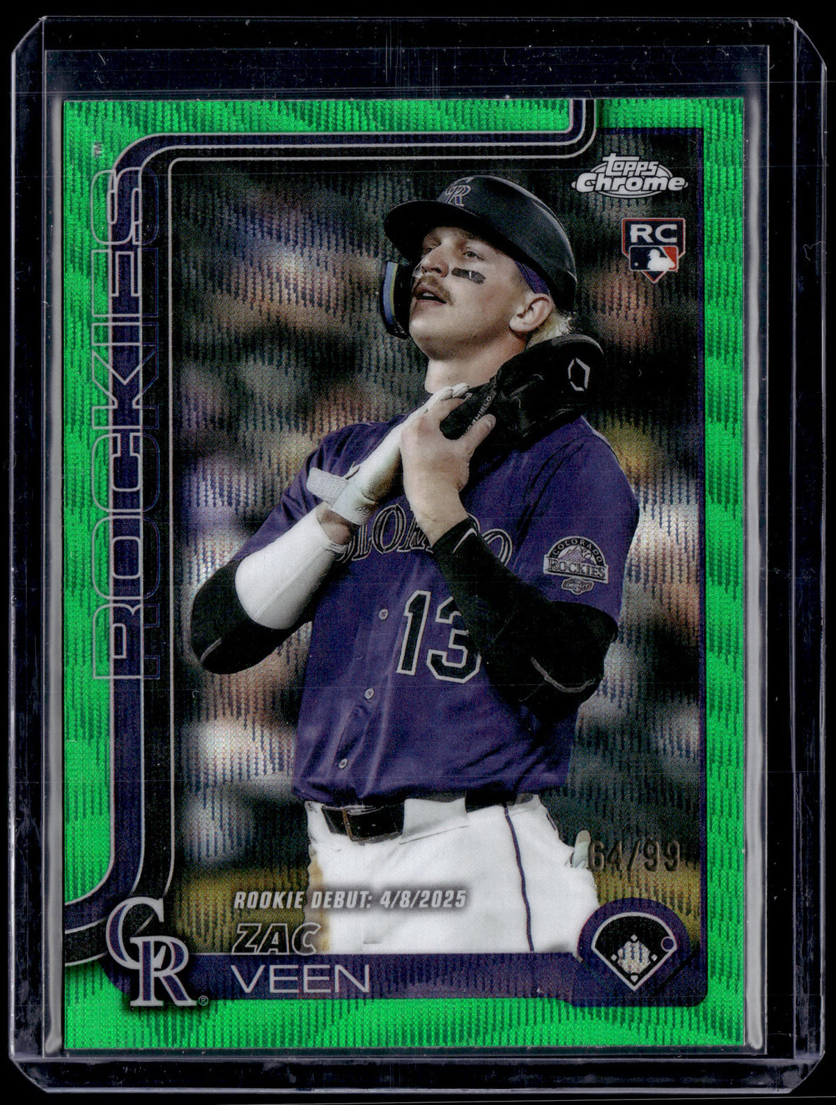 HL-P01 2025 Topps Chrome Zac Veen #USC186 Green Wave /99 RC