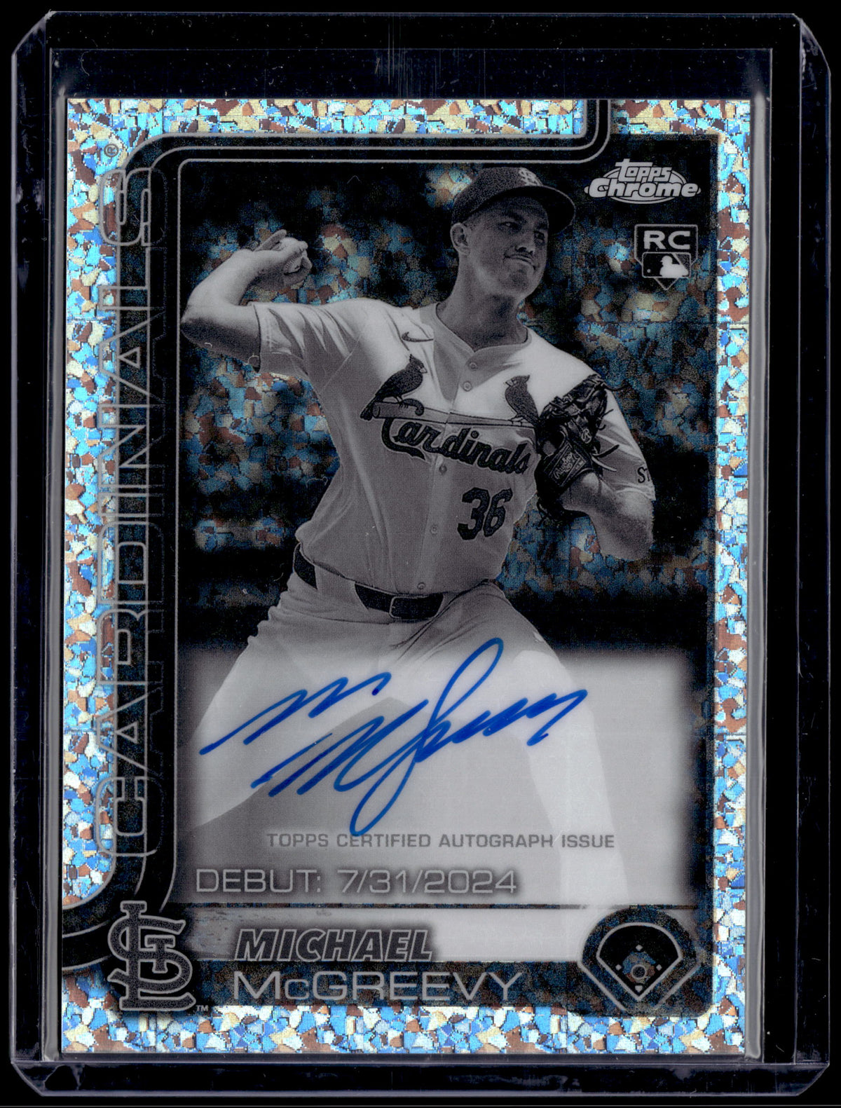 HL-P01 2025 Topps Chrome Update Michael McGreevy #CRDA-MM Black White Mini Auto