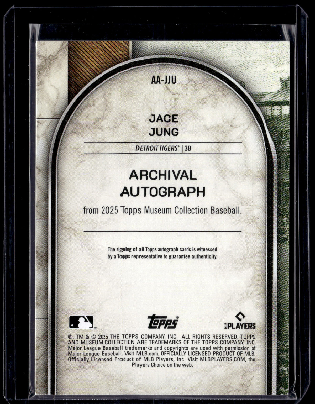 HL-P01 2025 Topps Museum Collection Jace Jung #AA-JJU /20 Auto RC