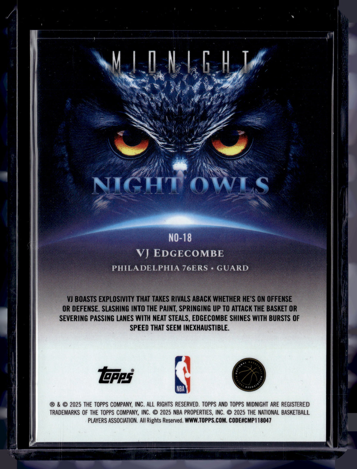 HL-P01 2025 Topps Midnight Night Owls VJ Edgecombe #No-18 RC