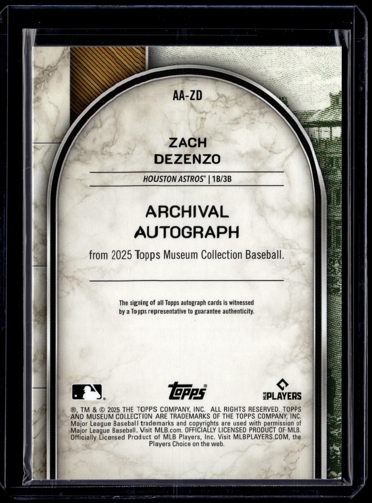 HL-P01 2025 Topps Museum Collection Zach Dezenzo #AA-ZD /199 Auto RC