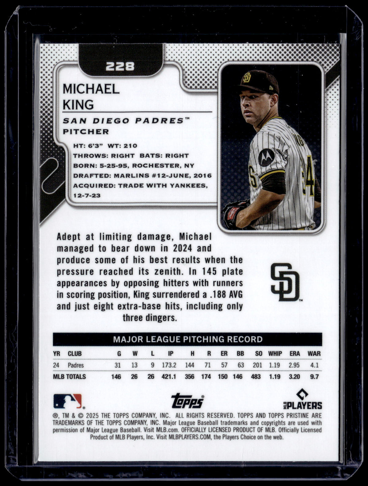 HL-P01 2025 Topps Pristine Michael King #228 Purple /99