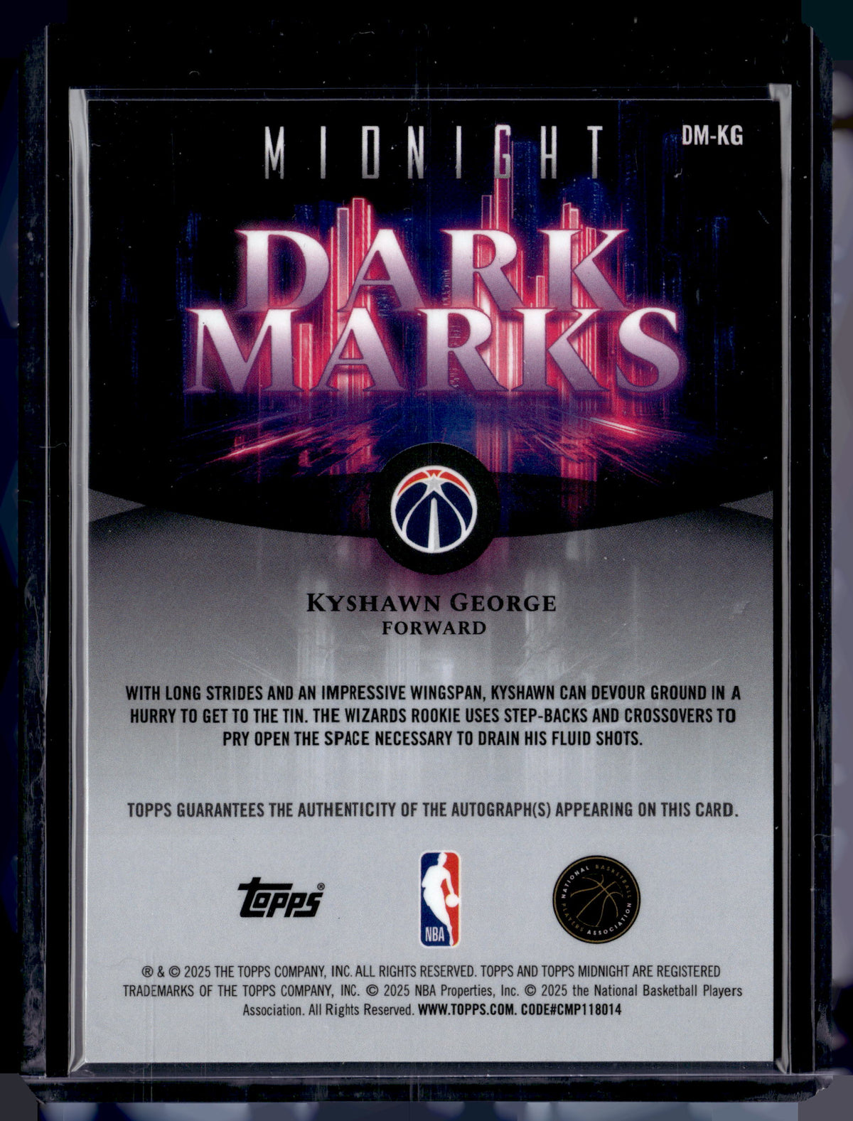 HL-P01 2025 Topps Midnight Dark Marks Kyshawn George #DM-KG