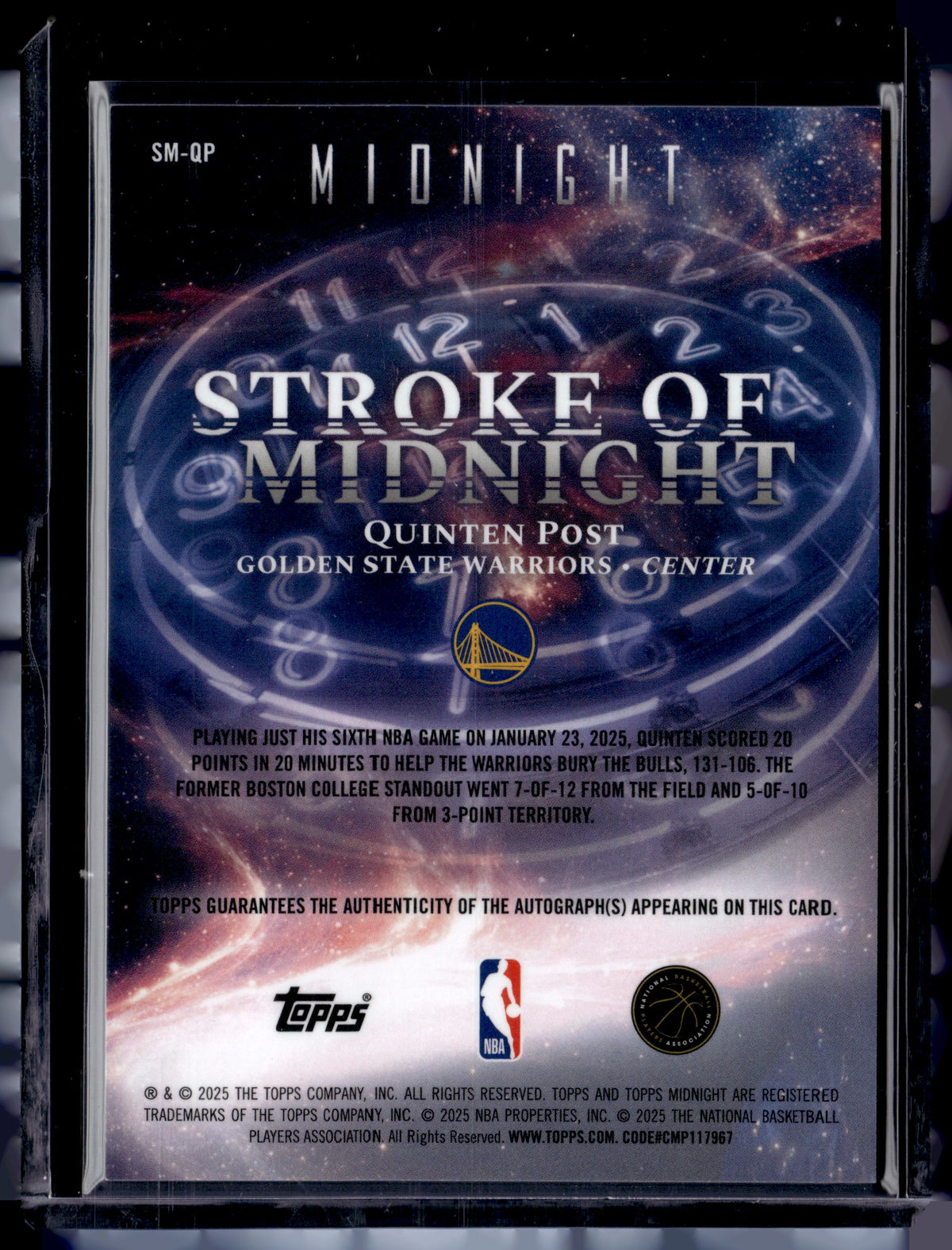 HL-P01 2025 Topps Midnight Stroke of Midnight Quinten Post #SM-QP