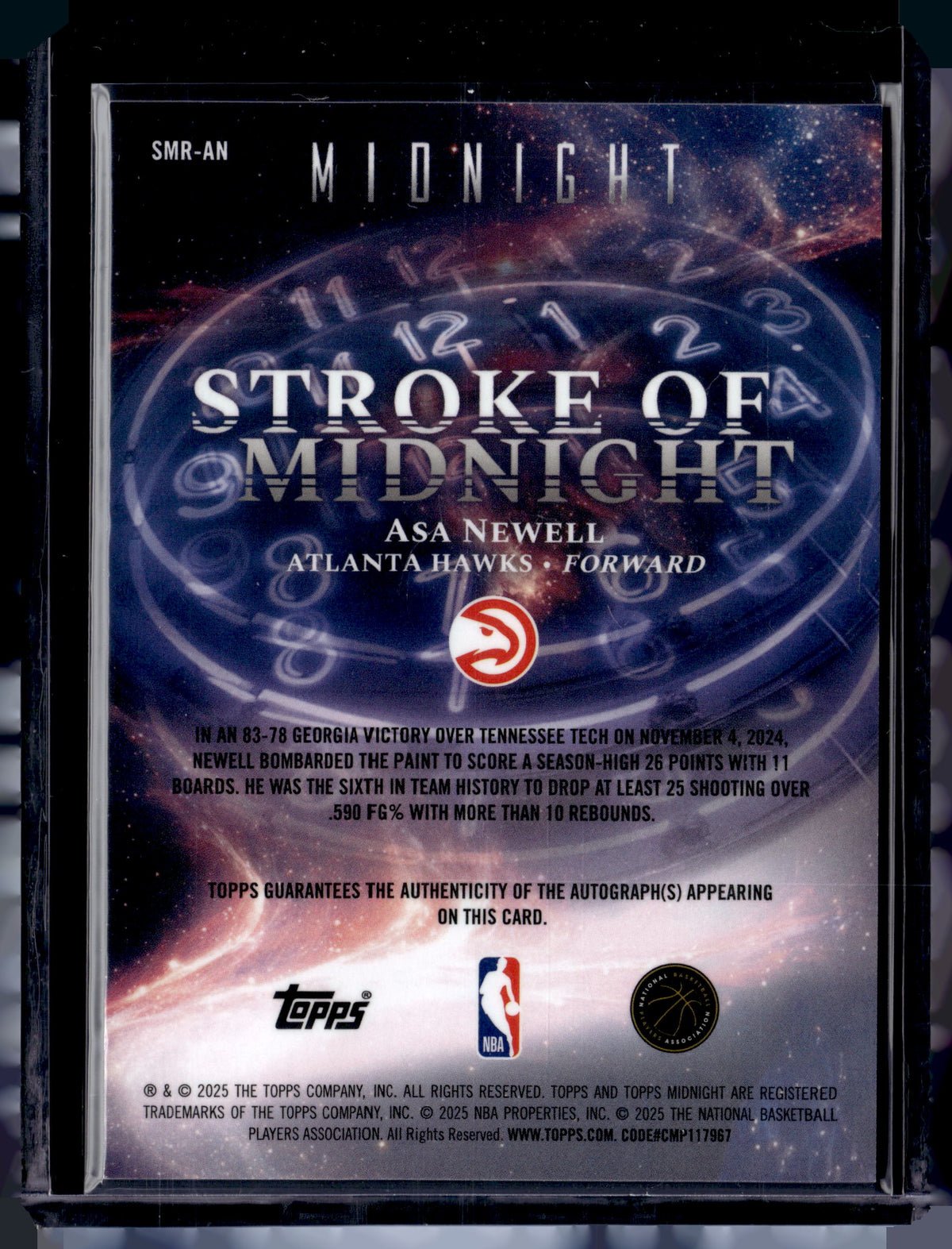 HL-P01 2025 Topps Midnight Stroke of Midnight Asa Newell #SMR-AN RC