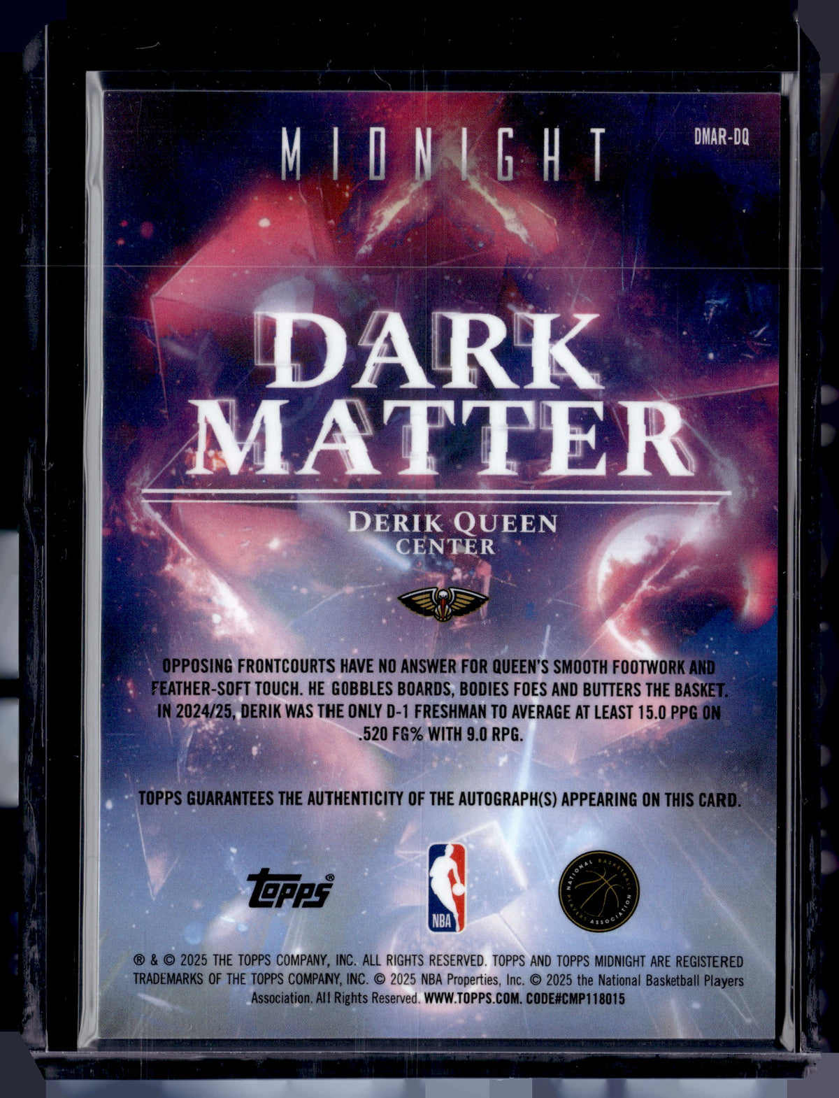 HL-P01 2025 Topps Midnight Derik Queen #DMAR-DQ Dark Matter /75 RC