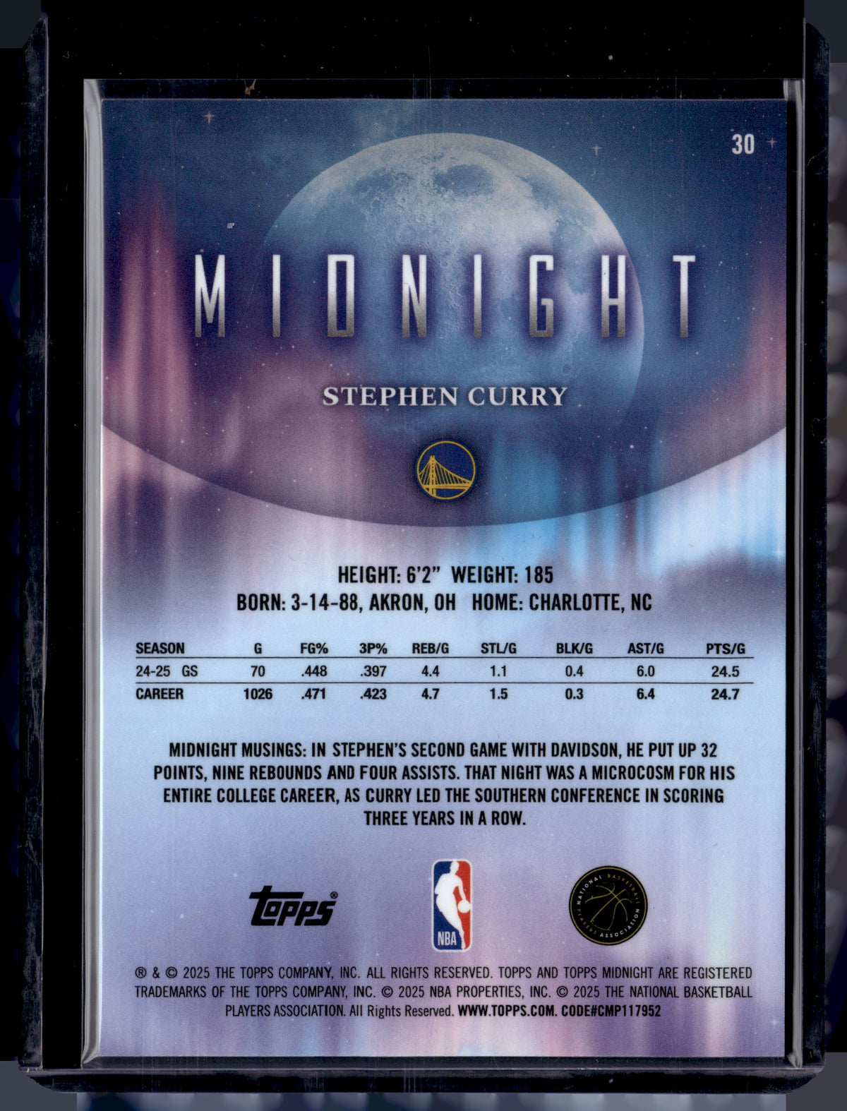 HL-P01 2025 Topps Midnight Stephen Curry #30