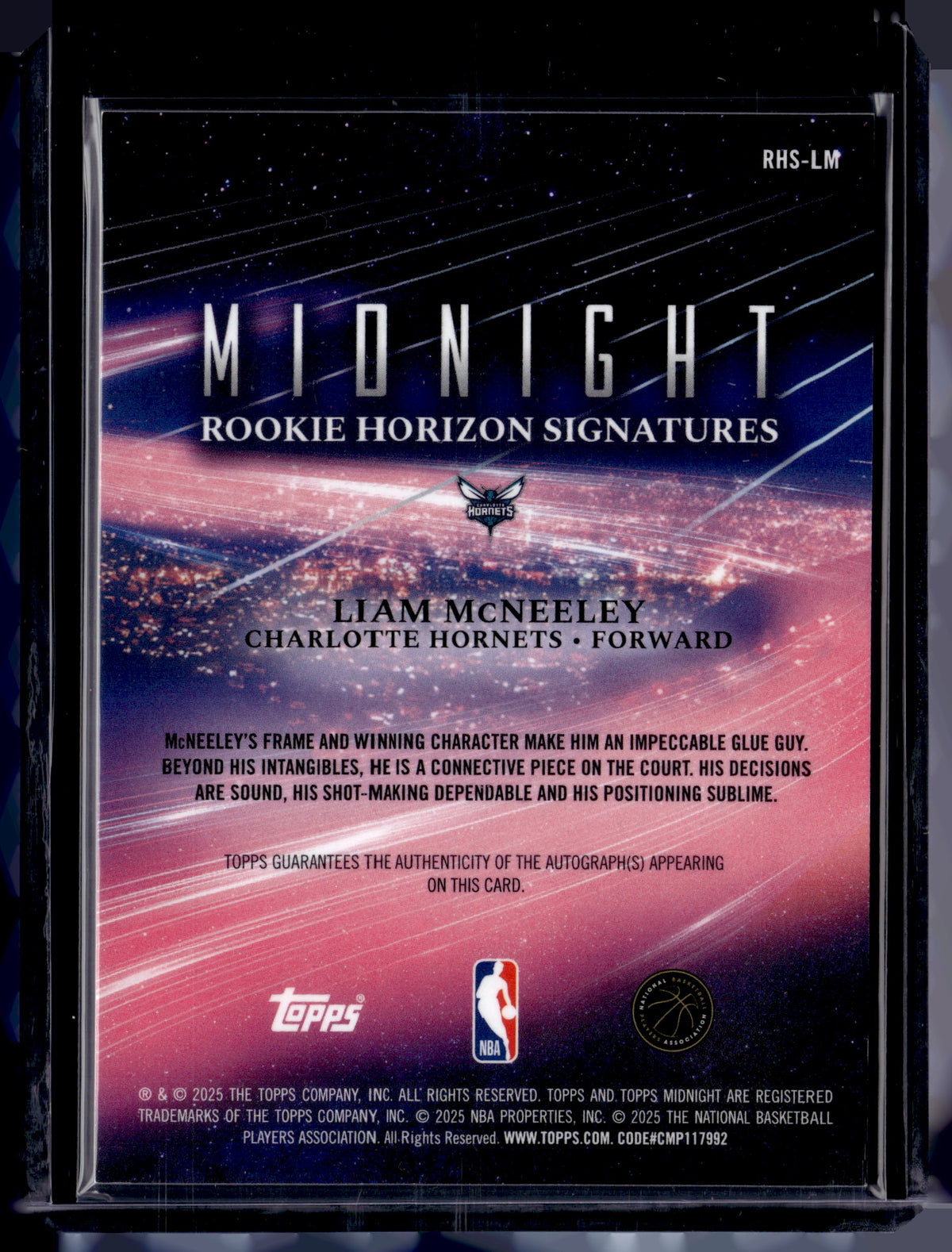 HL-P01 2025 Topps Midnight Liam McNeeley #RHS-LM RC Auto