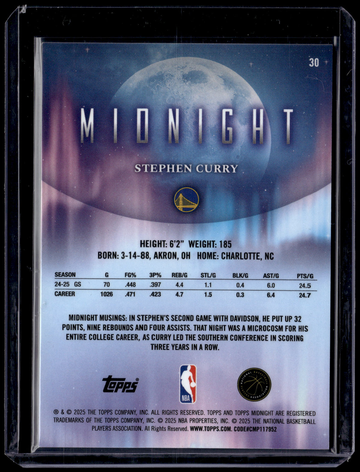 HL-P01 2025 Topps Midnight Stephen Curry #30