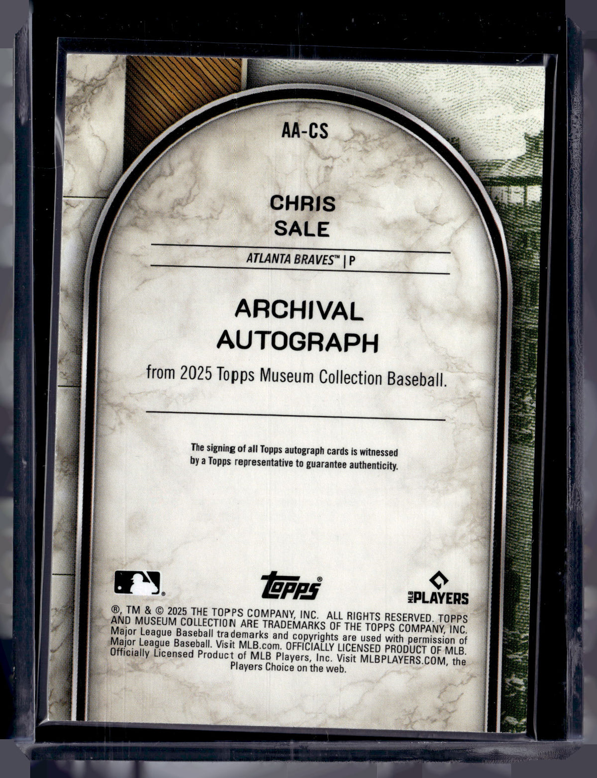 HL-P01 2025 Topps Museum Collection Chris Sale #AA-CS /199 Archival Autograph