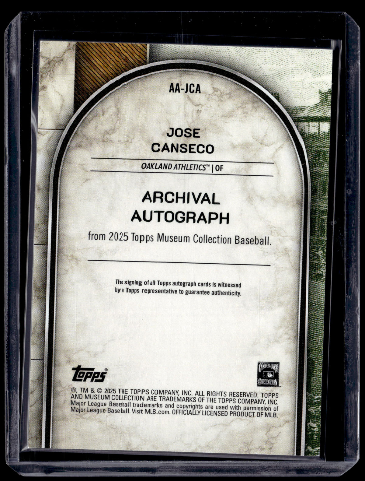 HL-P01 2025 Topps Museum Collection Jose Canseco #AA-JCA /149
