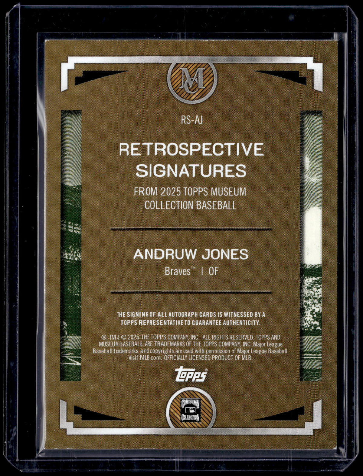 HL-P01 2025 Topps Museum Retrospective Signatures Andruw Jones #RS-AJ /75