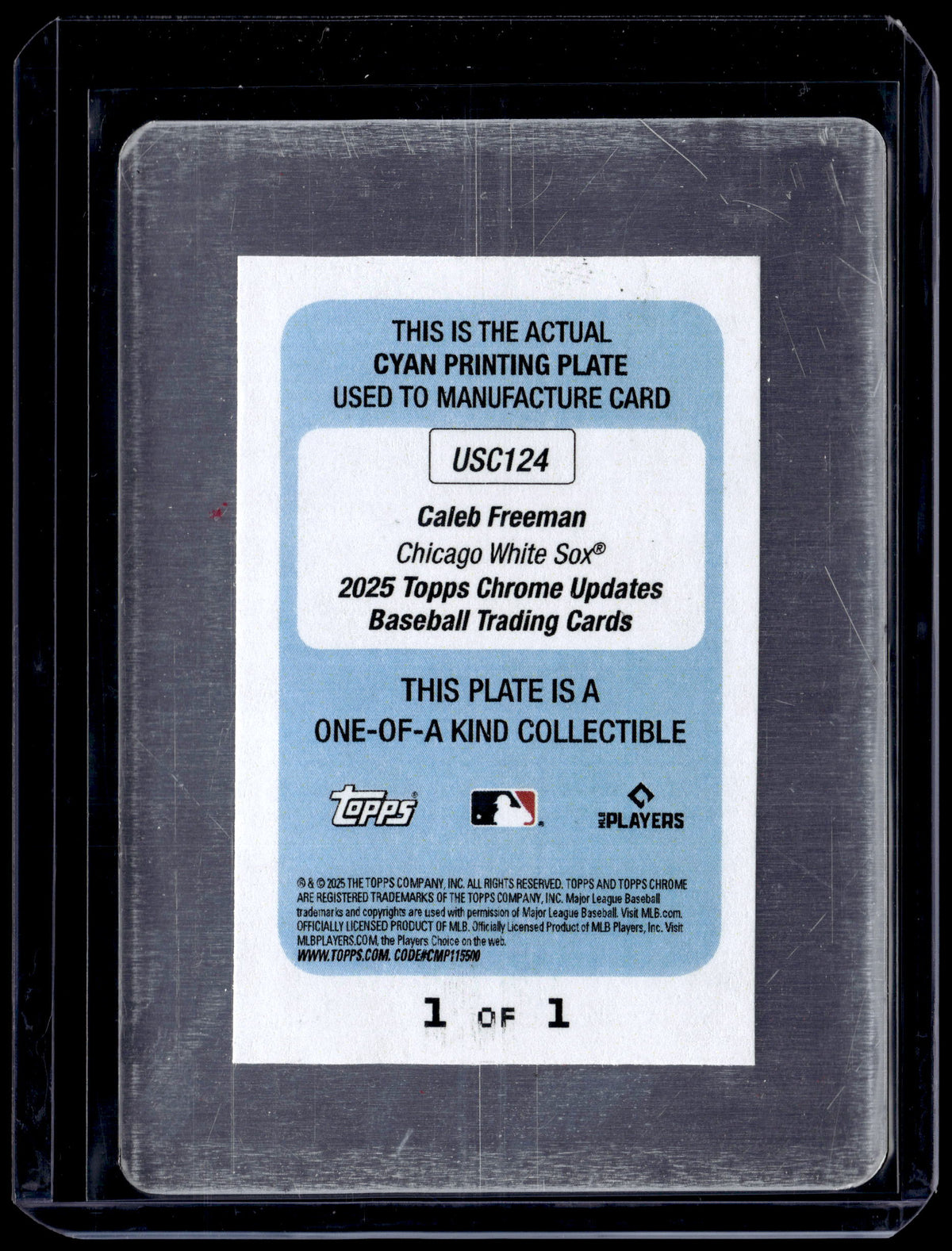 HL-P01 2025 Topps Chrome Updates Caleb Freeman #USC124 Cyan Printing Plate RC