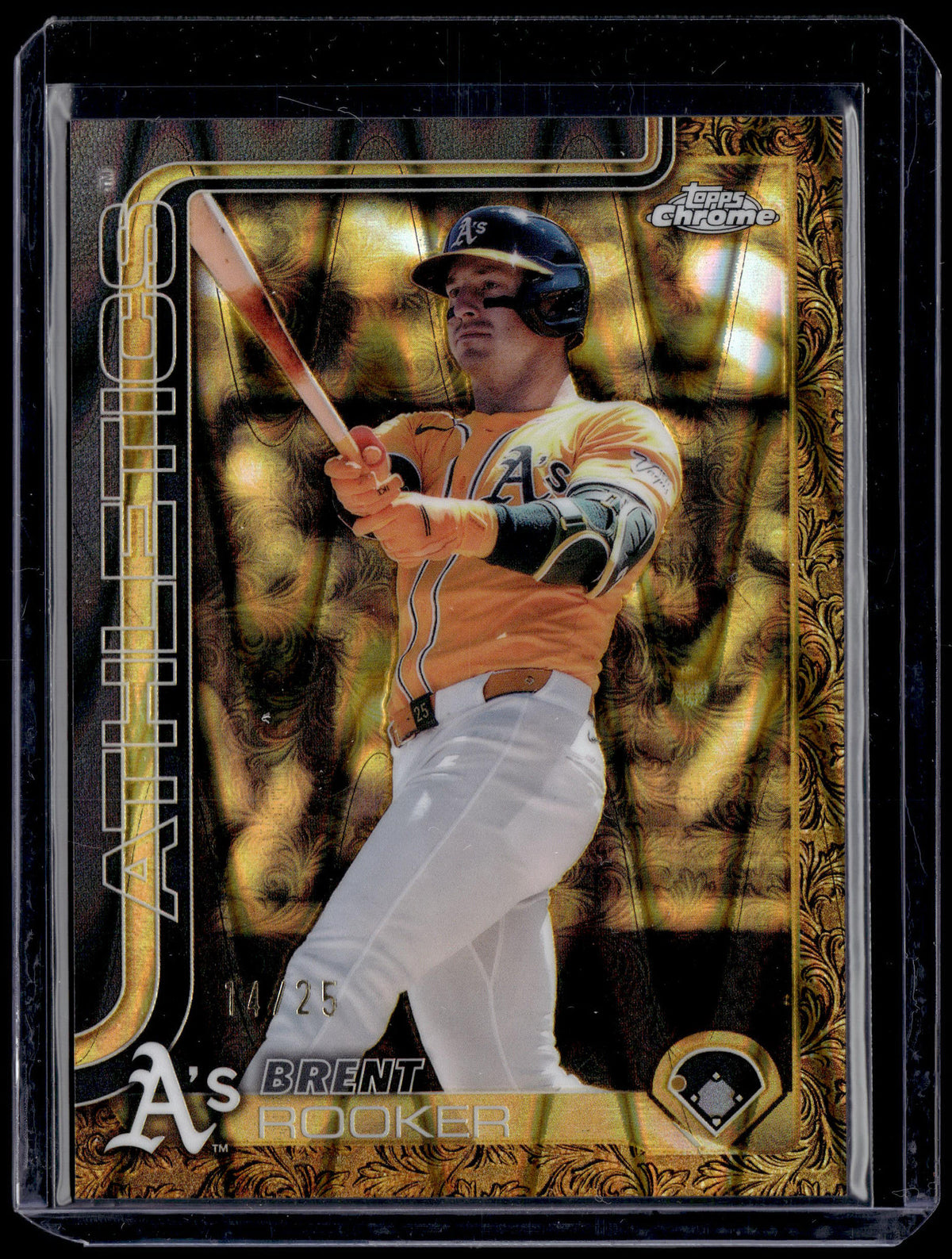 HL-P01 2025 Topps Chrome Gilded Collection Brent Rooker #74 Gold RayWave /25