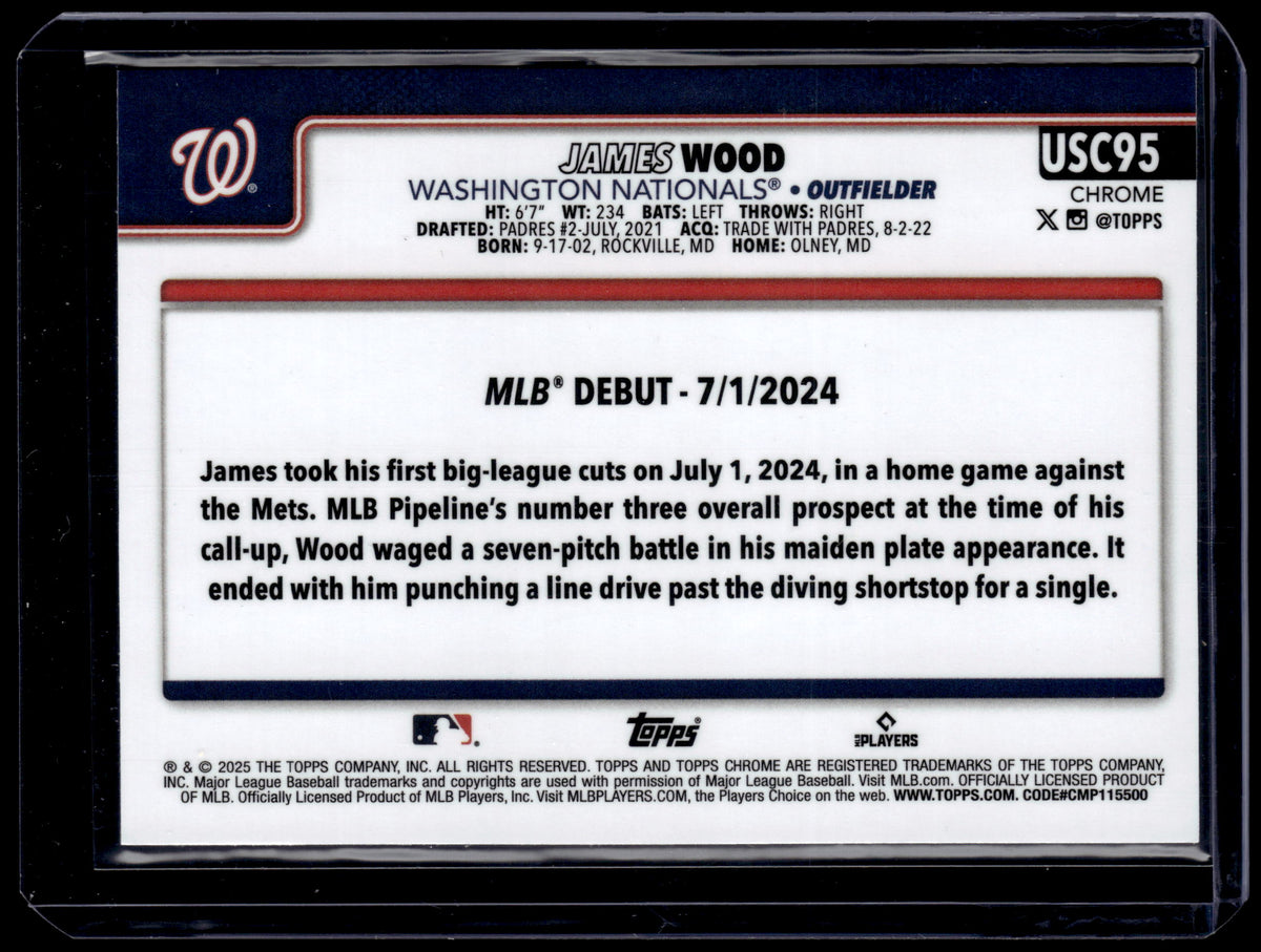 2025 HL-P01 Topps Chrome Update Series James Wood #USC95 Green RayWave RC /99