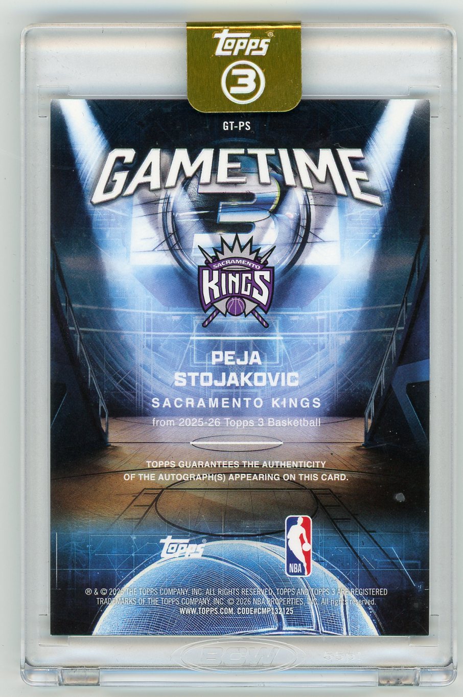 HL-P01 2026 Topps 3 Gametime Peja Stojakovic #GT-PS /25 Auto