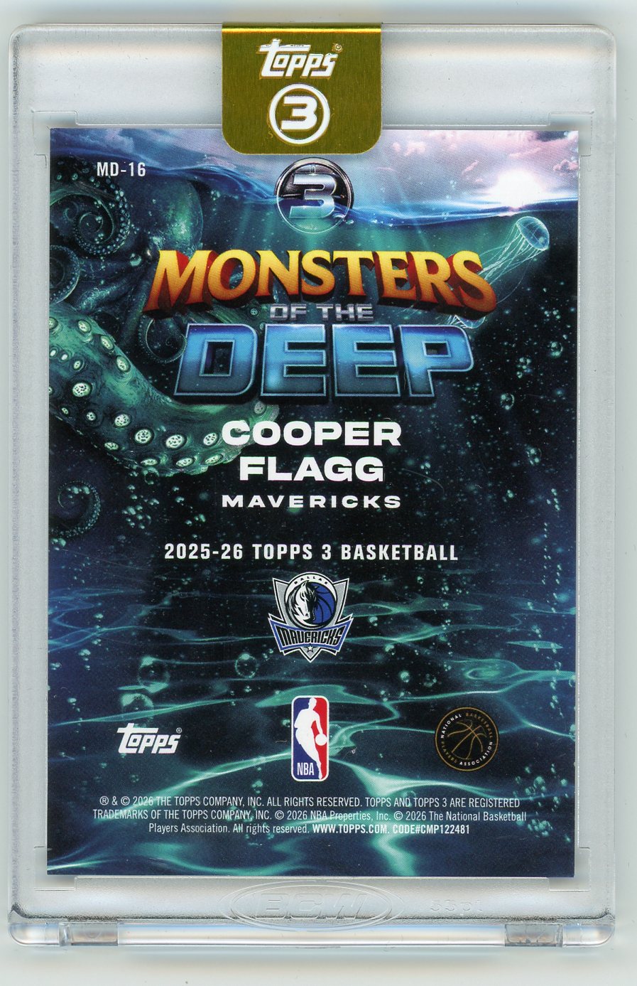HL-P01 2026 Topps 3 Monsters of the Deep Cooper Flagg #MD-16 /15 RC