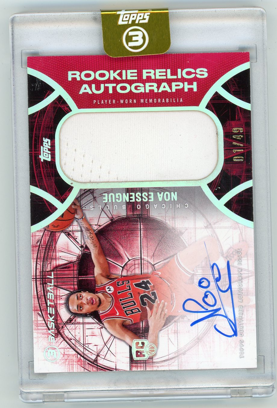 HL-P01 2026 Topps 3 Noa Essengue #RRA-NE /49 Rookie Relics Auto Player-Worn RC