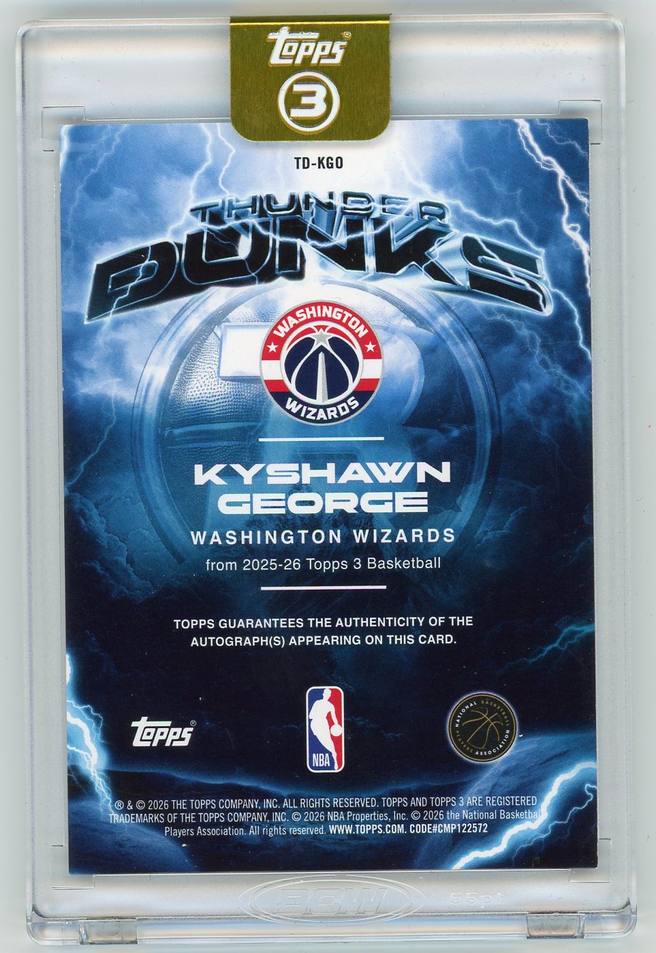 HL-P01 2026 Topps 3 Thunder Dunks Kyshawn George #TD-KGO /15