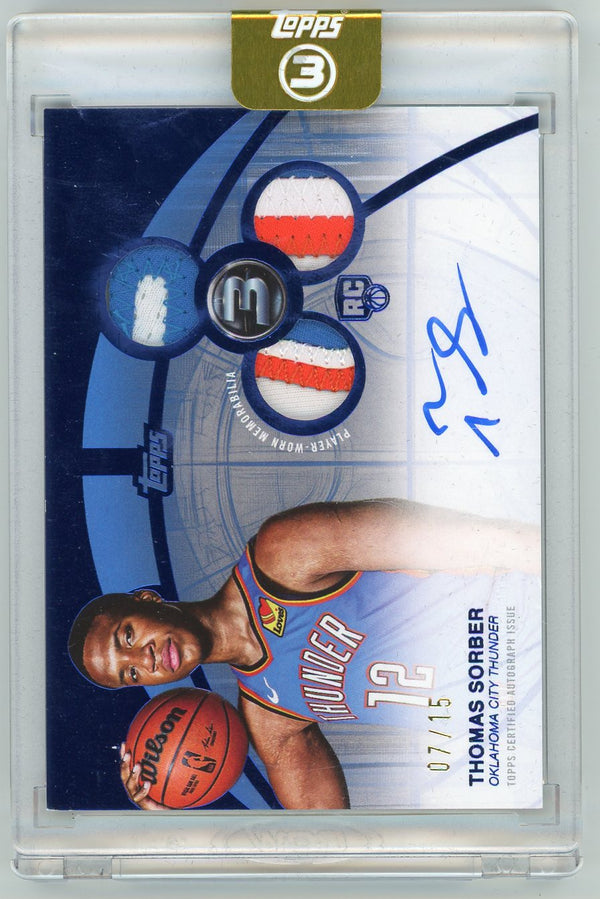 HL-P01 2026 Topps 3 Thomas Sorber #RPH-TS /15 Rookie 3 Auto Triple Patch RC