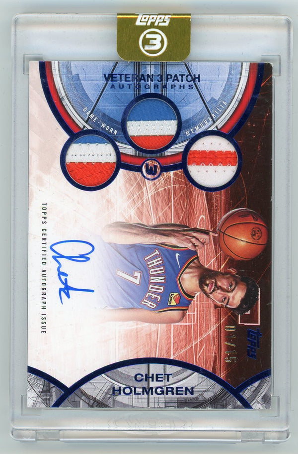 HL-P01 2026 Topps 3 Chet Holmgren #V3A-CH /15 Game-Worn Veteran 3 Patch Auto
