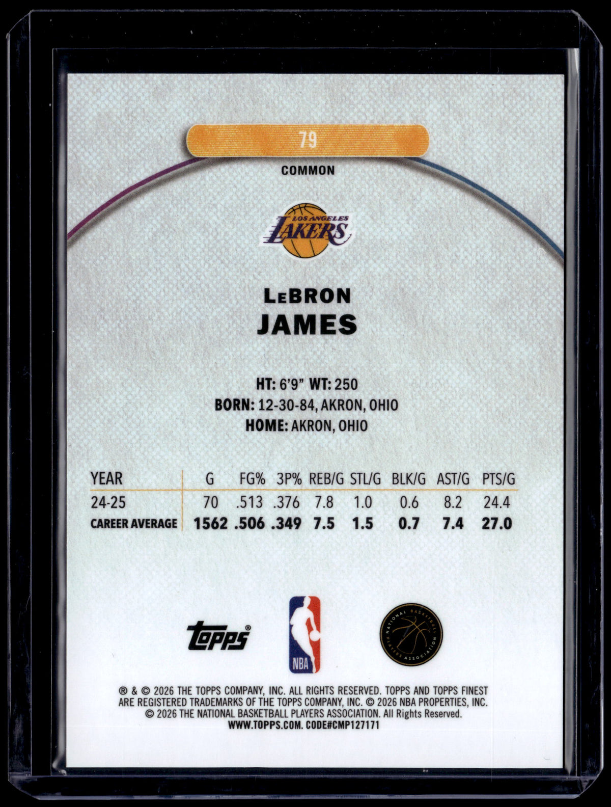 HL-P01 2026 Topps Finest LeBron James #79 /350
