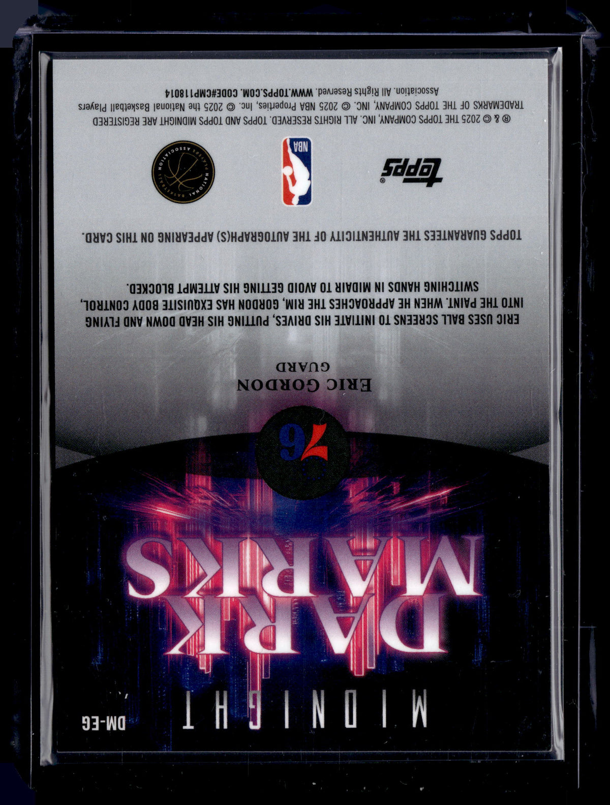 HL-P01 2025 Topps Midnight Eric Gordon #DM-EG Dark Marks