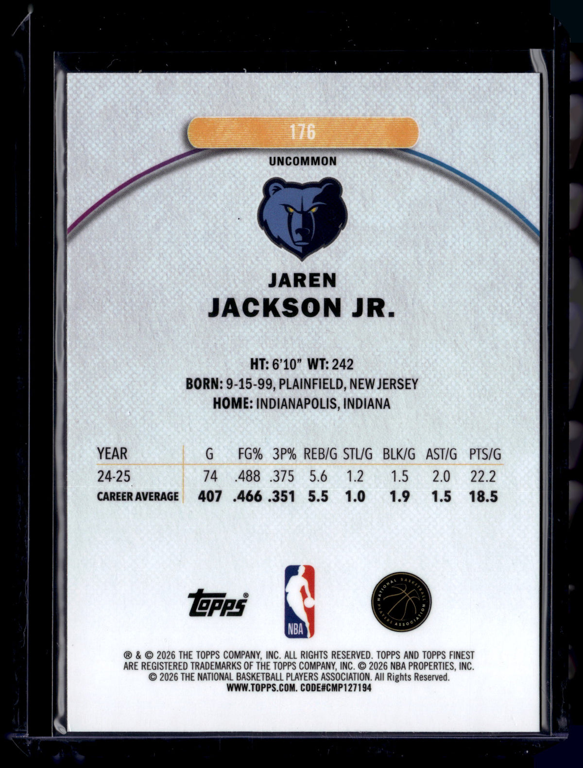 HL-P01 2026 Topps Finest Jaren Jackson Jr. #176 Geometric