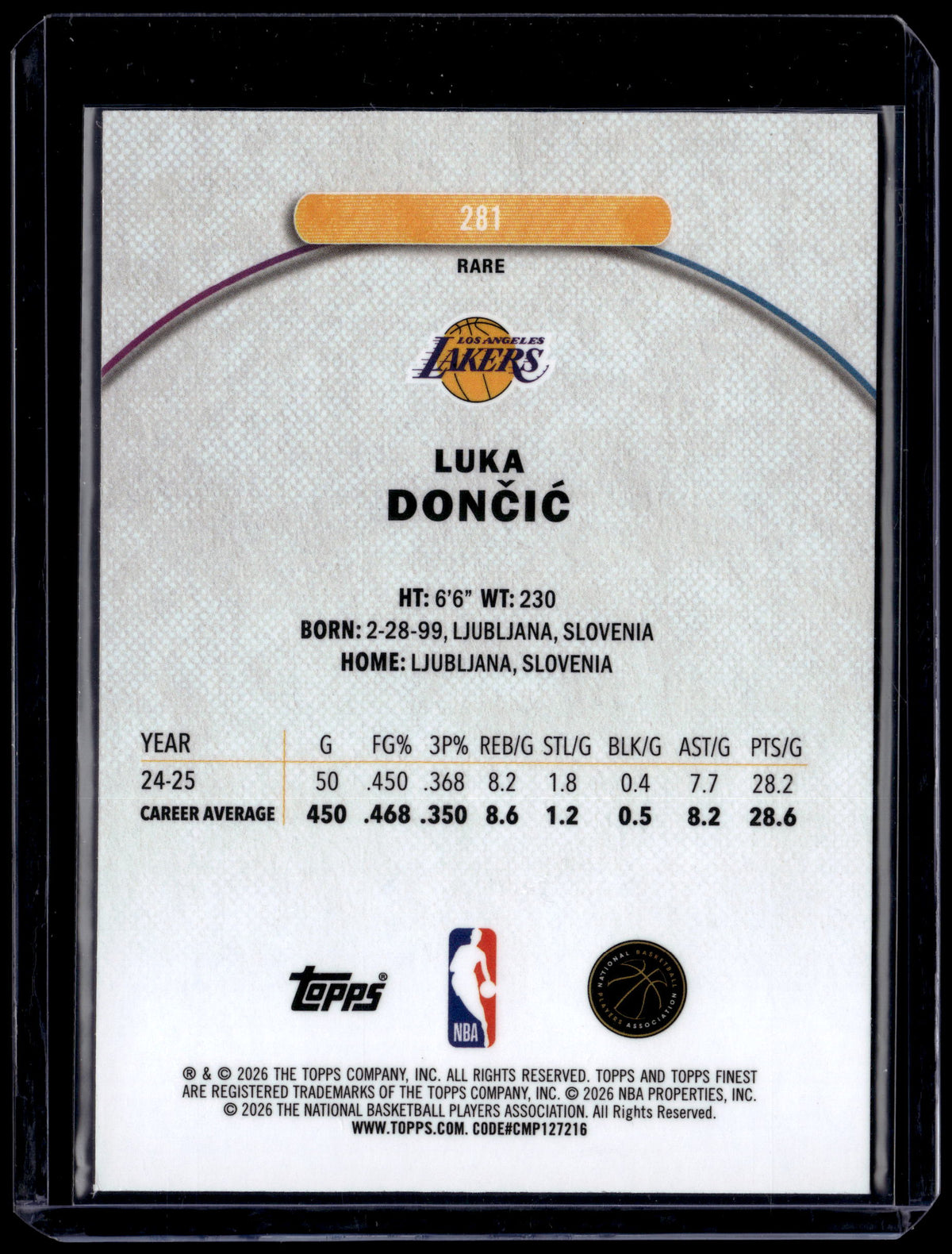 HL-P01 2026 Topps Finest Luka Dončić #281 Rare