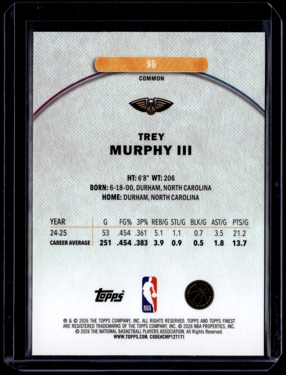 HL-P01 2026 Topps Finest Trey Murphy III #96 Geometric