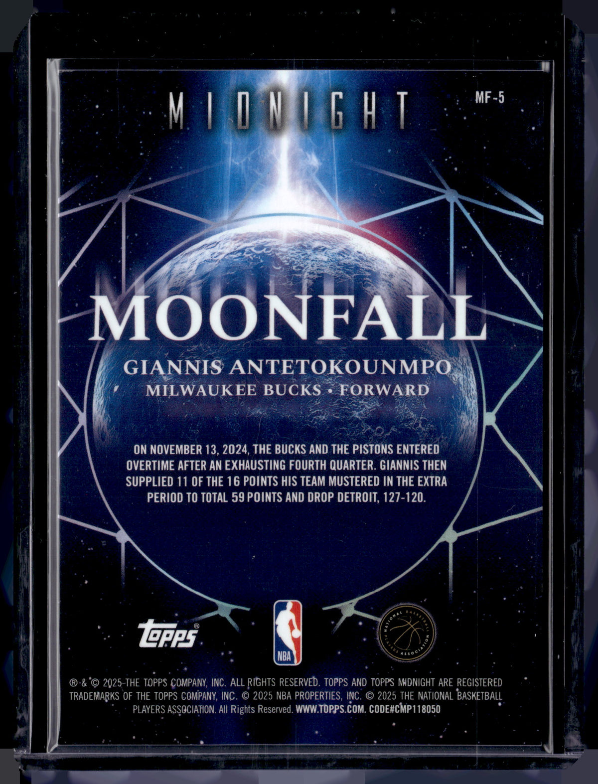 HL-P01 2025 Topps Midnight Moonfall Giannis Antetokounmpo #MF-5 /35