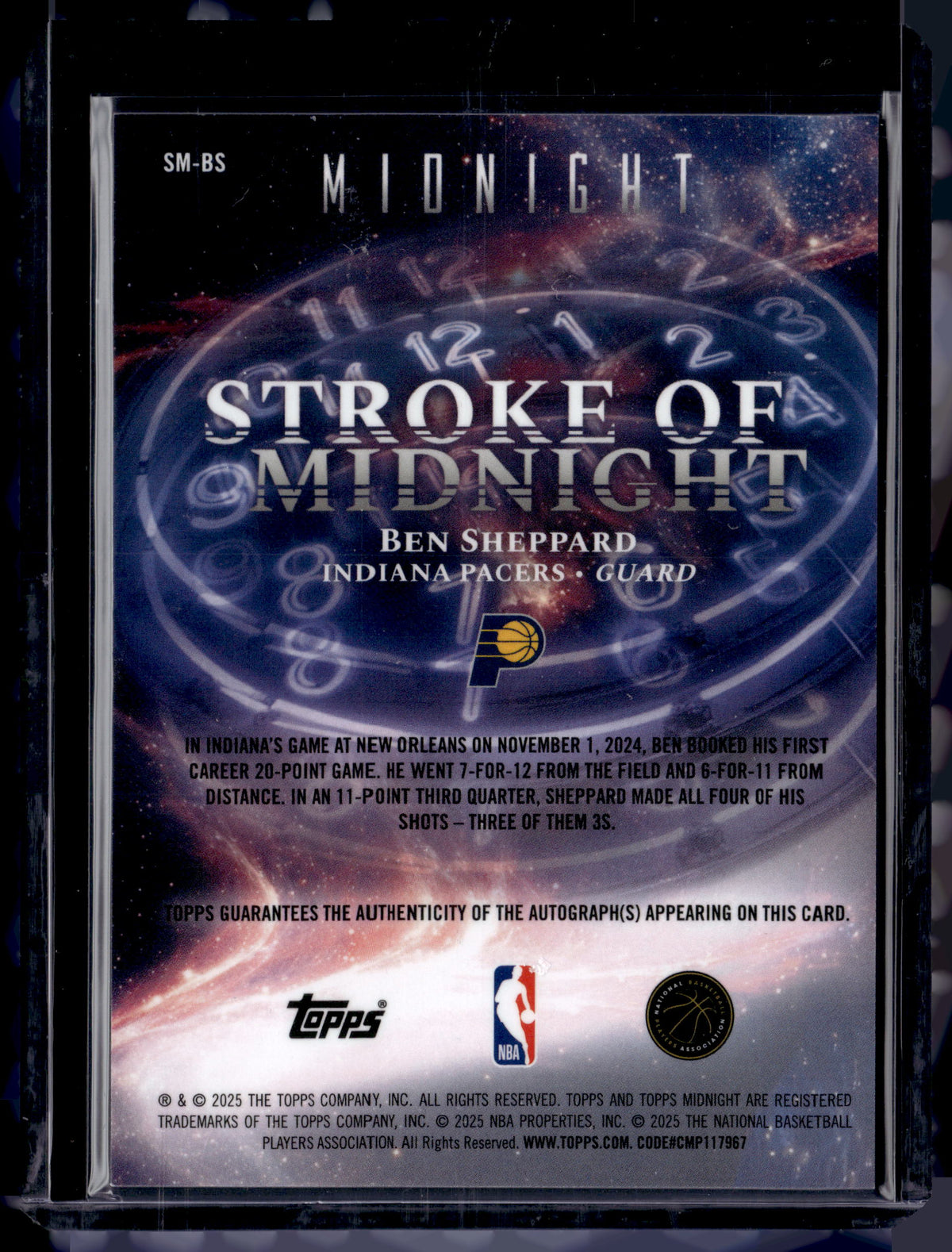 HL-P01 2025 Topps Midnight Stroke of Midnight Ben Sheppard #SM-BS