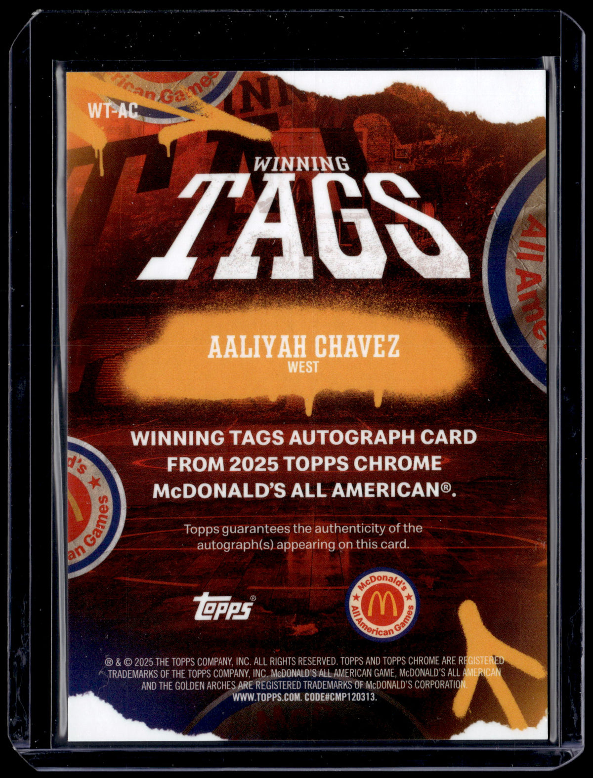 HL-P01 2025 Topps Chrome McDonald's AA Winning Tags Aaliyah Chavez #WT-AC