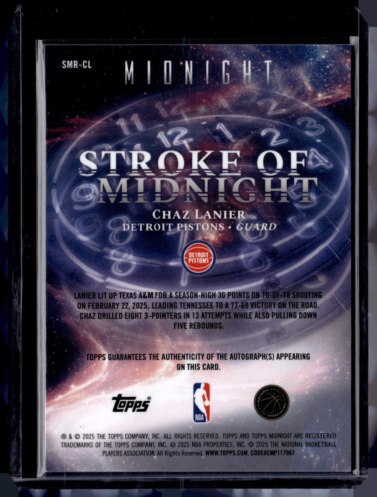 HL-P01 2025 Topps Midnight Stroke of Midnight Chaz Lanier #SMR-CL RC