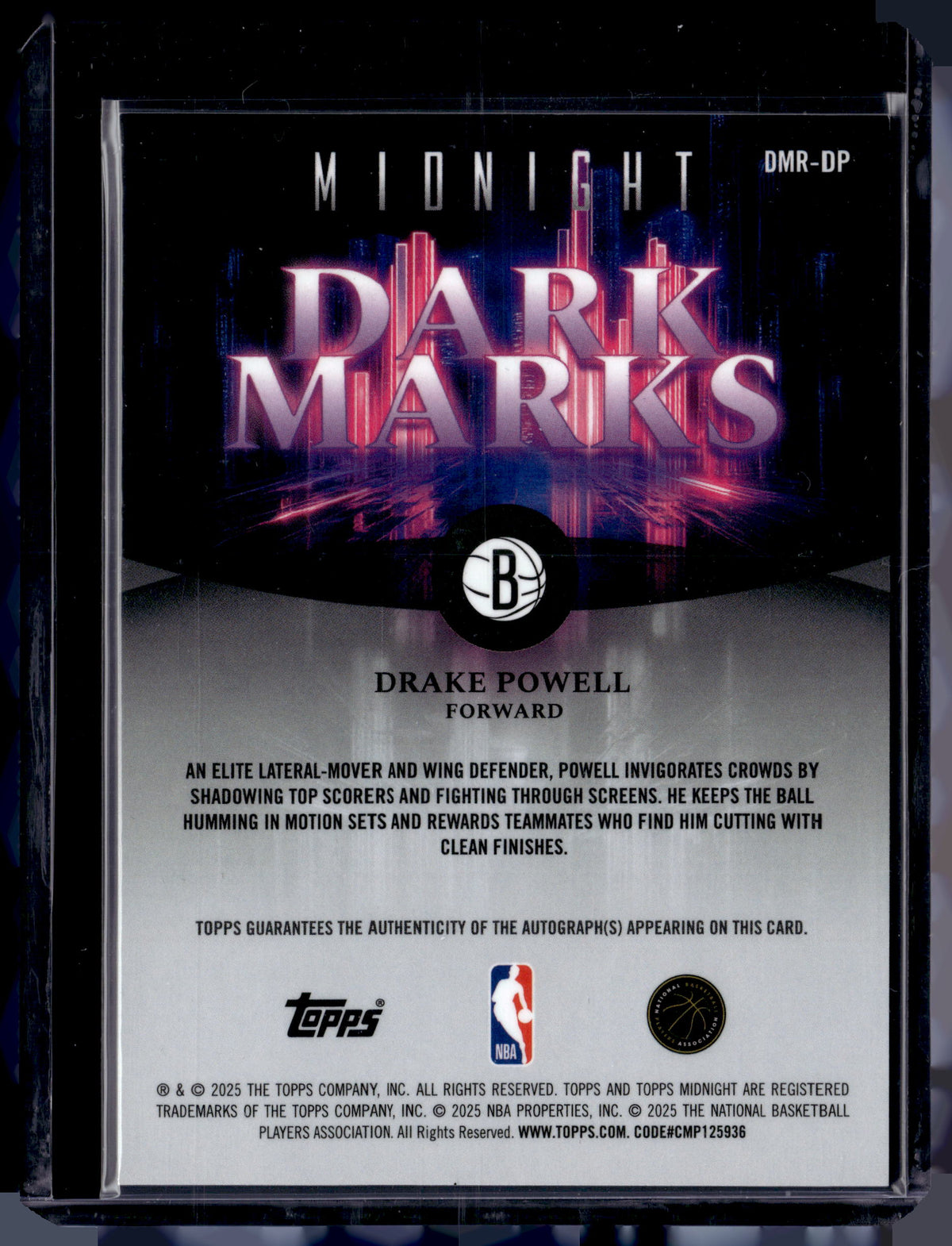 HL-P01 2025 Topps Midnight Dark Marks Drake Powell #DMR-DP RC