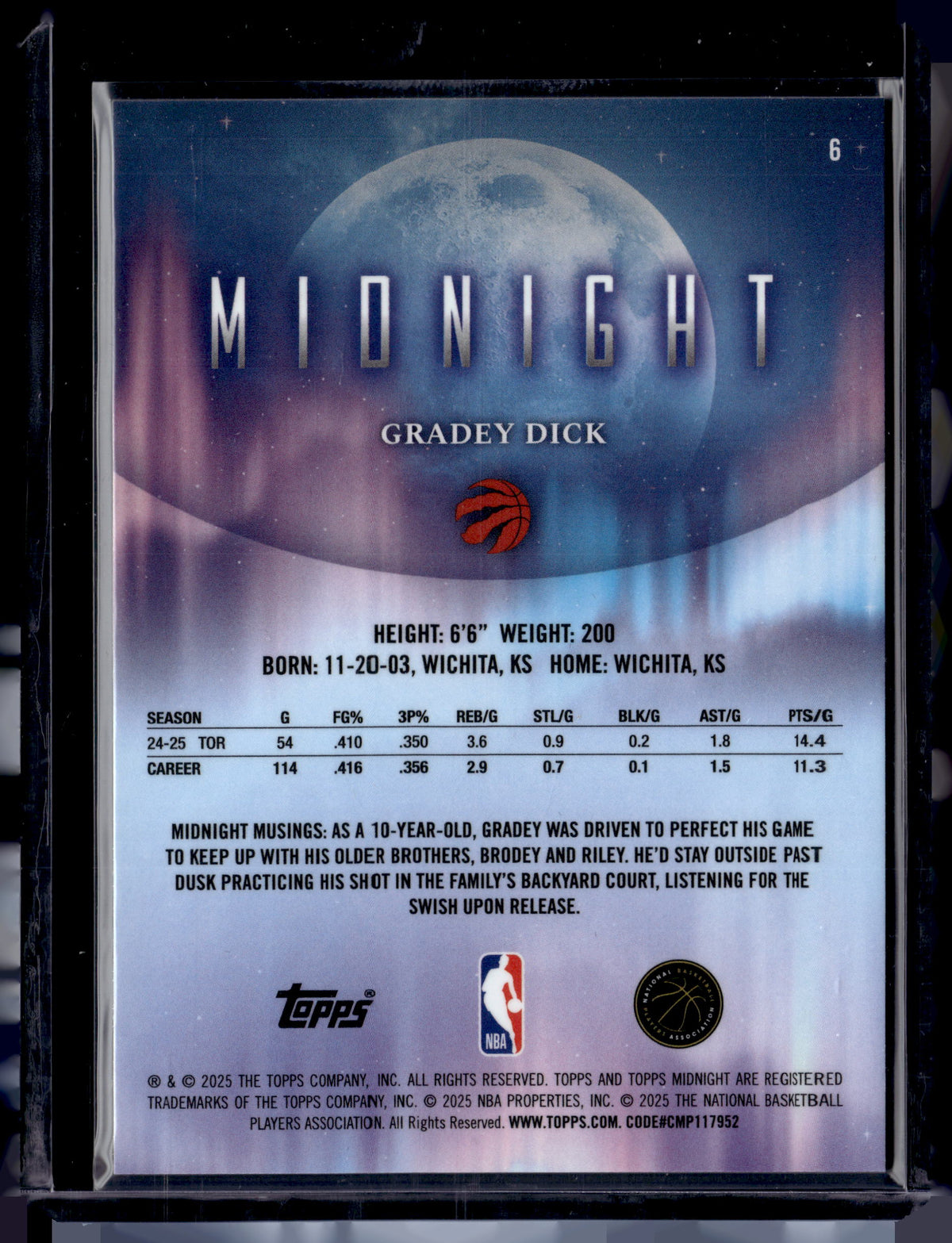 HL-P01 2025 Topps Midnight Gradey Dick #6