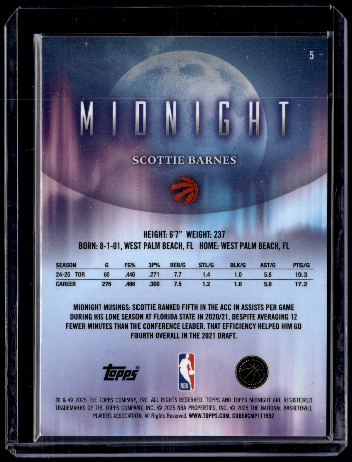 HL-P01 2025 Topps Midnight Scottie Barnes #5 /99