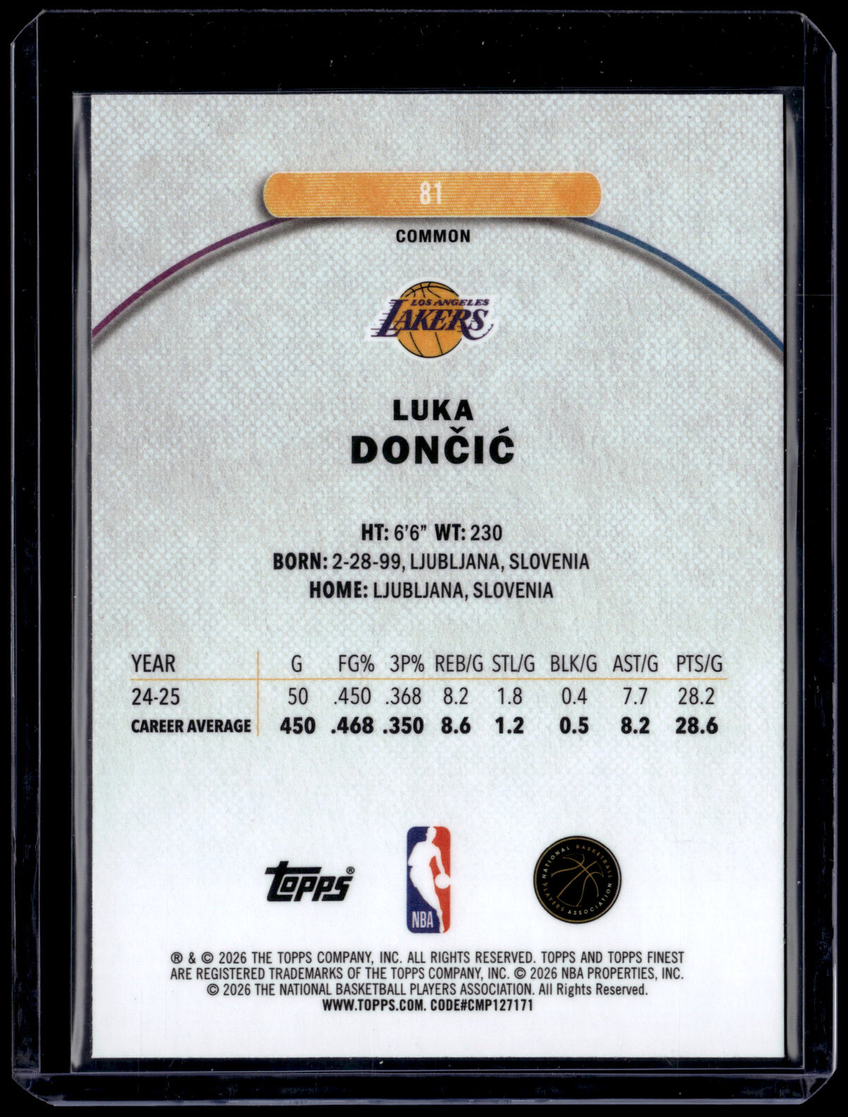 HL-P01 2026 Topps Finest Luka Dončić #81 Common