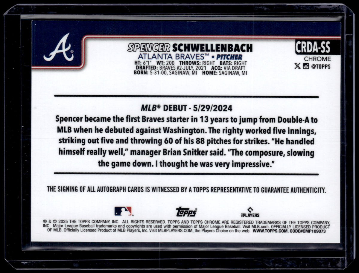HL-P01 2025 Topps Chrome Update Spencer Schwellenbach RC Purple Speckle /299