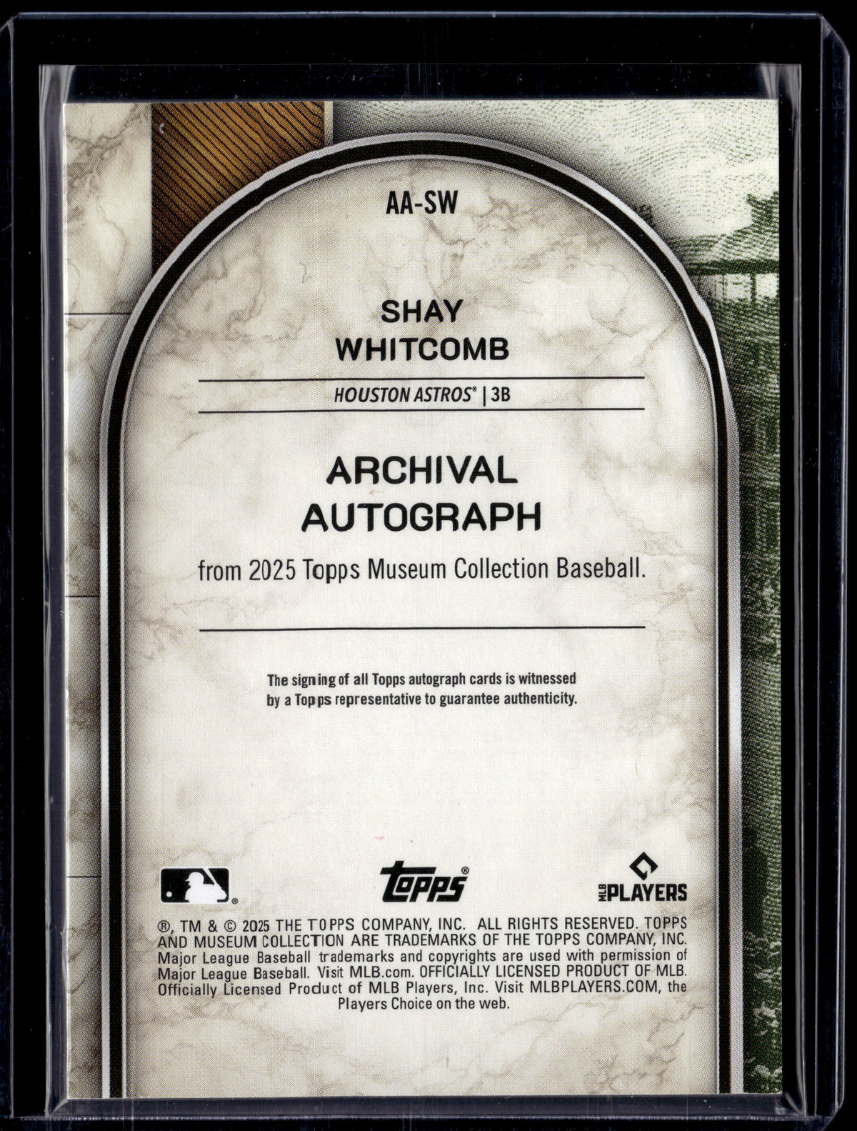 HL-P01 2025 Topps Museum Collection Shay Whitcomb #AA-SW /99 Auto RC